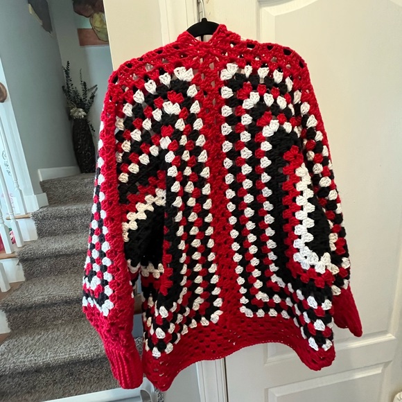 Cardigan Trending Crochet Hexagon Granny Oversized fit OS fits up to XL MENS - Picture 8 of 10